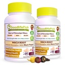 Capsules de racine de maca péruvienne avec poivre noir 150 ct. Premium jaune Maca rouge Maca et noir rouge Maca puissant 10:1 Tout type Maca extrait tout naturel non-OGM végétalien NO poudre de riz NO stéarate NO silicone
