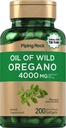 Piping Rock Oregano Oil Softgel Capsules 4000mg, 200 pilules, 200 pilules, supplément d'extrait d'herbes sauvages récoltés, sans OGM, sans gluten