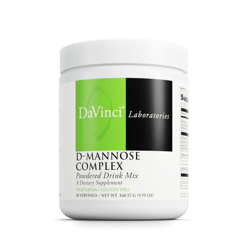 DAVINCI Labs D-Mannose Complex - Powder Drink Mix soutient le système immunitaire et la santé urinaire* - Bladder Health Aid with Calcium, Cranberry Juice Poudre et fibre prébiotique* - 30 portions (168,57 g)