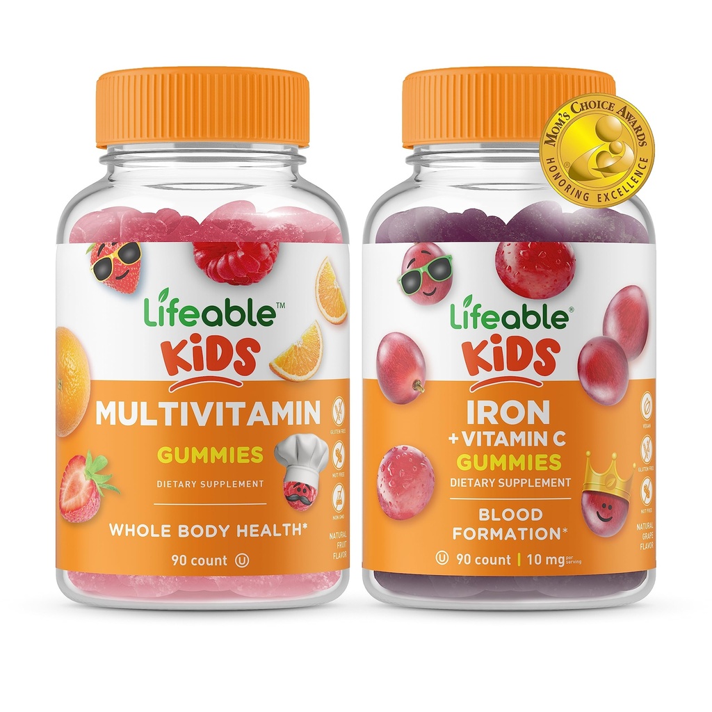 Levensvatbare Multivitamine Kids + Iron & Vitamin C Kids, Gummies Bundle - Grote Proeverij, Vitamine Supplement, Glutenvrij, GGO-vrij, Kauwgom