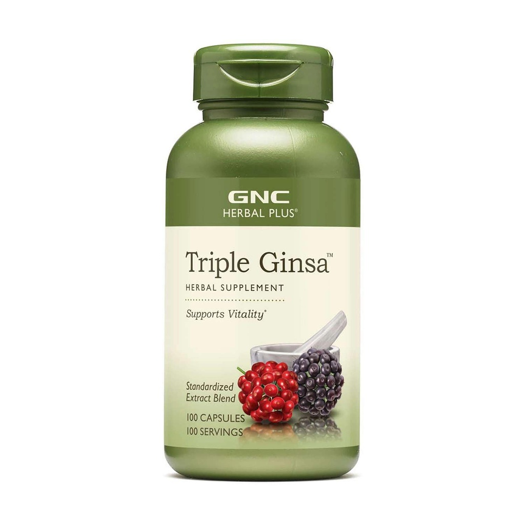 GNC Herbal Plus Triple Ginsa Supplement, ondersteunt vitaliteit, 100 porties