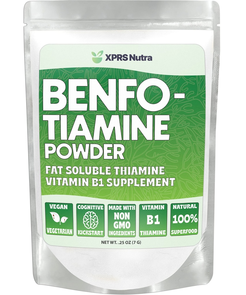 XPRS Nutra Benfotiamine Powder (Thiamine) - Fat Soluble Happy Heart Thiamine Supplement - Advanced Vitamin B1 Benfotiamine for a Cognitive Boost - Vegan Friendly Benfotamine Powder (25 Ounce)