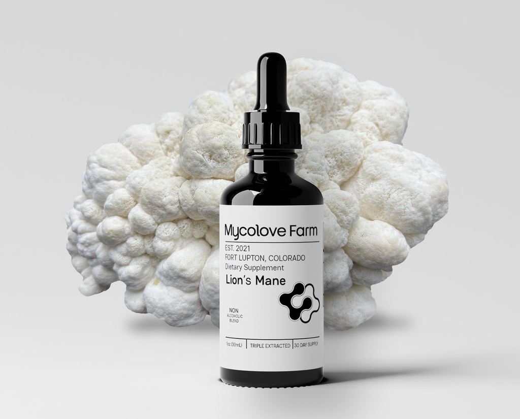 Mycolove Farm Organic Lion's Mane & Gotu Kola Tinctuur - Boost Mental Clarity - Fruiting Body Extract