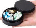Pill Box 3 Compartiment - Cas de pilule de voyage en métal pour la poche ou la purse, Portable Waterproof Medicine Pill Organizer Holder Daily Pill Conteneur pour médicaments, vitamine, huile de poisson