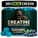 Creatine Monohydraat Gummies for Men & Women 5000mg - Blueberry, 120 Tellen voor 30 Servingen 