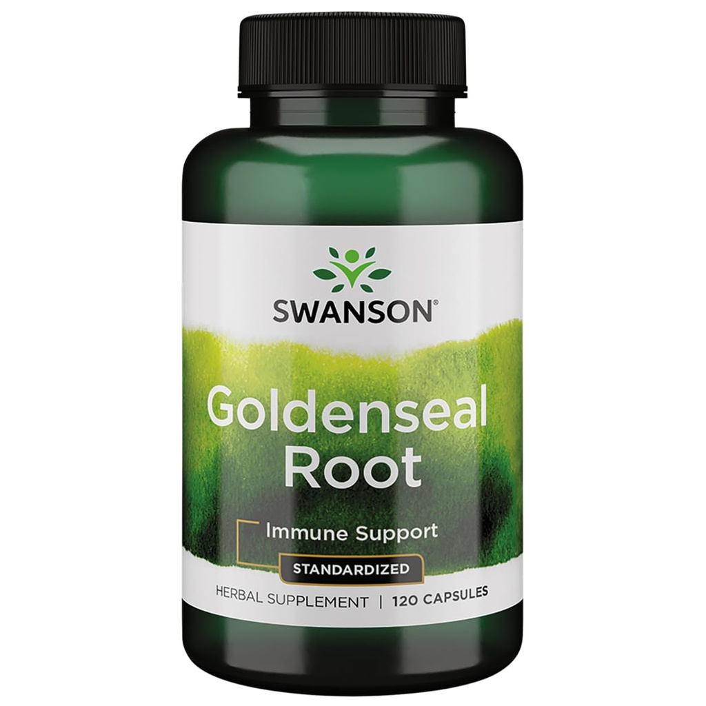 Swanson Goldenseal Root - Kruidensupplement Promoting Immune Support and All Wellness - Kenmerken Goldenseal Root Extract Gestandaardiseerd tot minimaal 5% Totaal Alkaloids - (120 Capsules, 125mg Elke)
