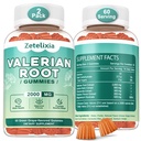 2 Pack Biologische Valeriaan wortel Gummies, Natuurlijke Kalm om te helpen ontspannen, Kruidensupplement voor goede ondersteuning, Melatonine Vrij, Non-GMO, Glutenvrij, Veganistisch, Groene druivensmaak, 120 Tellen