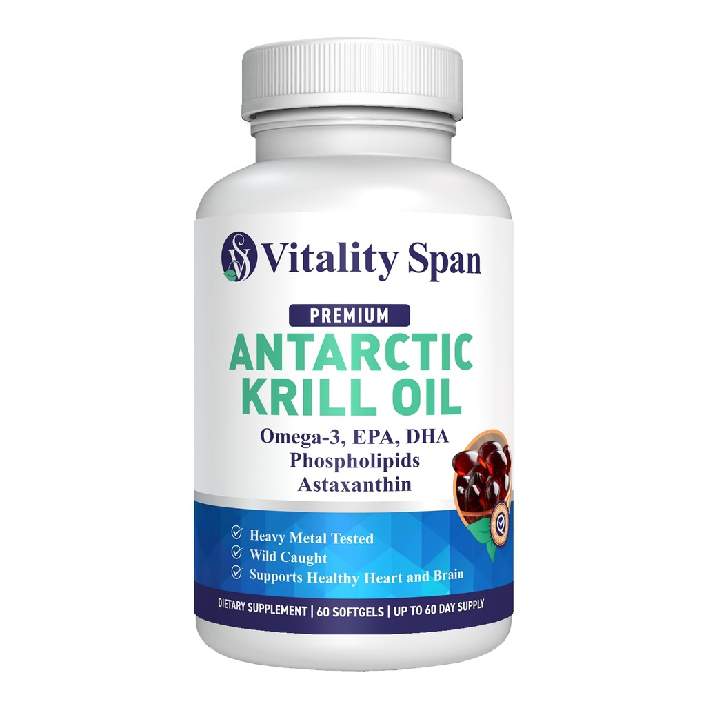 Krill Oil Omega 3 Astaxanthine Choline DHA EPA, Superieure Absorptie, Extra sterkte, Geen visolie Afdronk, zwaar metaal getest, kleine grootte Softgels, 500mg