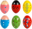 SallyFashion 6 PCS Wooden Shaker Eggs for Toddlers, Egg Maracas Percussion Shakers Instruments de musique pour les favoris de la fête Goodie Bag Stuffers Classroom Prix