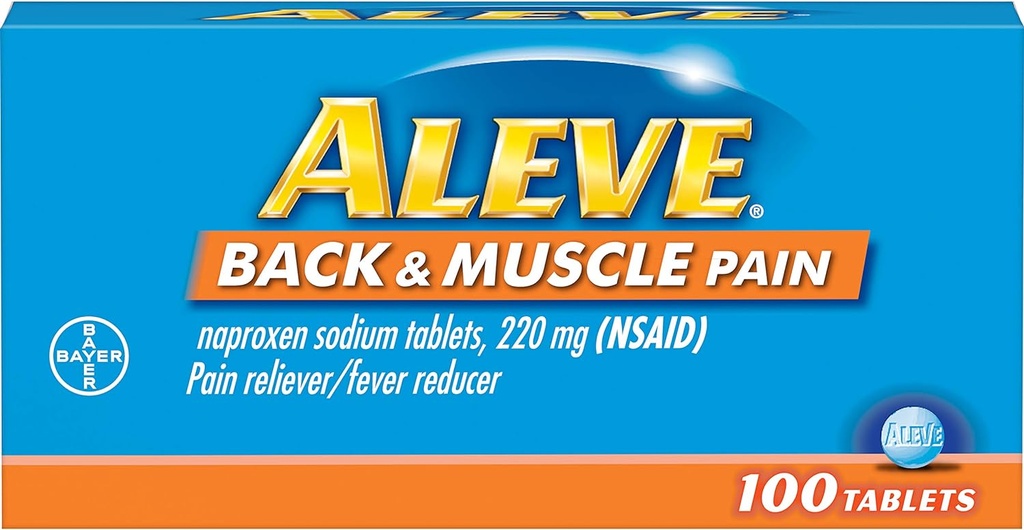 Comprimés de douleur du dos et du muscle, soulagement ciblé à action rapide toute la journée pour les maux de tête, les muscles et le dos, capsules de sodium Naproxène, 220 mg, 100 Compte