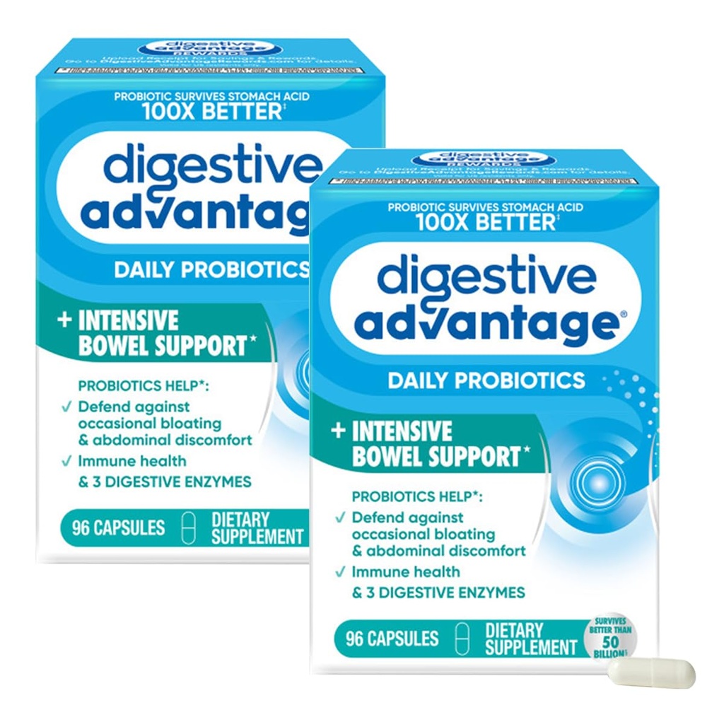 Digestieve voordelen IBS Probiotica voor de spijsvertering van de gezondheid en intensieve darmondersteuning, voor vrouwen en mannen met digestieve enzymen, ondersteuning voor incidentele opgeblazen & Gut Health, 96ct capsules (2)