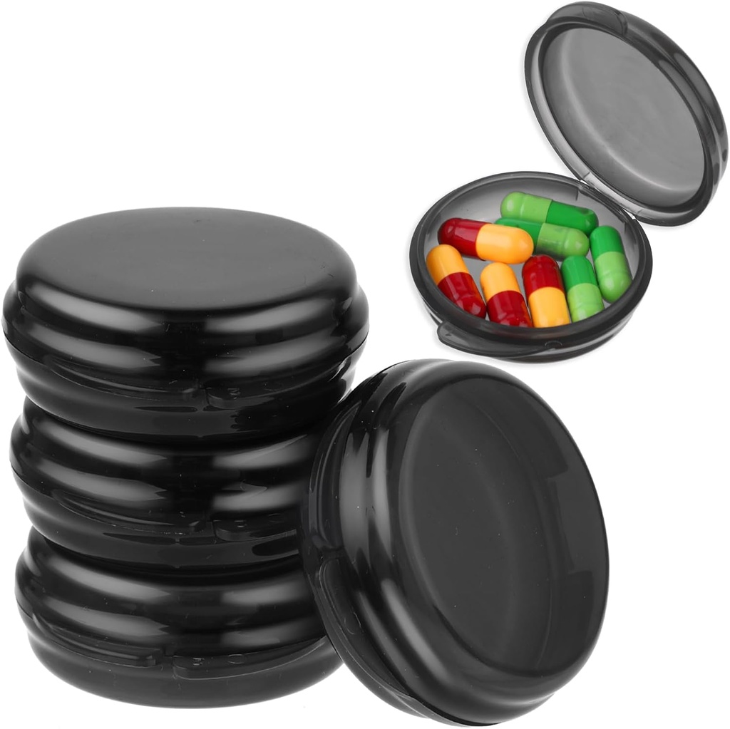 5PCS kleine pil Box, Reizen ronde pil geval, Portable Medicine pil container houder, Daily Mini pil Organizer voor Purse Pocket om vitamine medicatie visolie supplement vast te houden