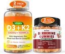 2Pack Vitamine végétalienne D3 5000IU K2 Gummies+ 2Pack Berberine Supplément 1500mg Gummies
