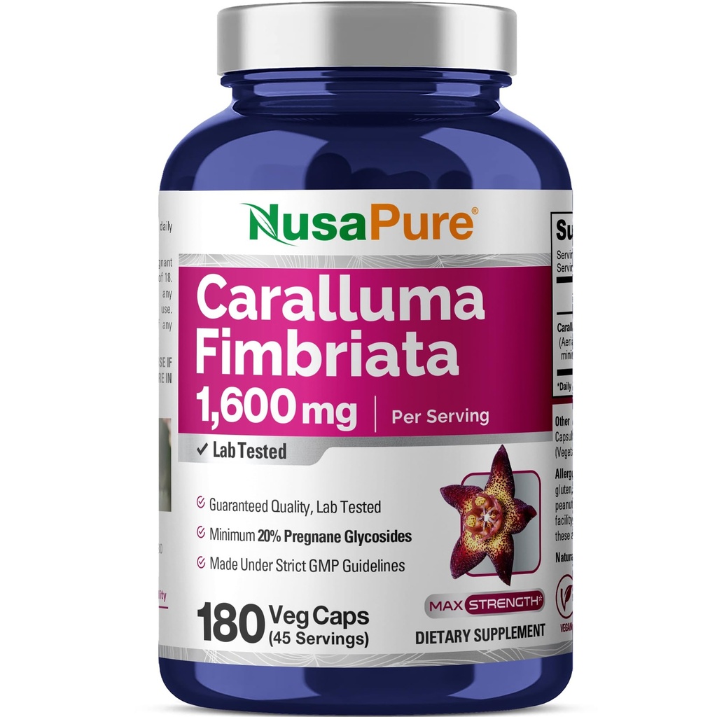 NusaPure Caralluma Fimbriata 1600mg - 180 Veggie Capsules (Non-GMO, Veganistisch)