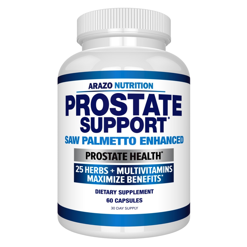 Arazo Nutrition Prostate Supplement - Zag Palmetto + 25 Kruiden - Verminder vaak urineren, vermindering van haarverlies, ondersteuning uithoudingsvermogen 