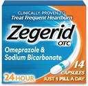 Zegerid OTC 24-uurs Heartburn Relief, The Only Proton Pump Remmer with Omeprazol 20mg + Sodium Bicarbonaat, Treats Frequent Heartburn, 14ct Capsules