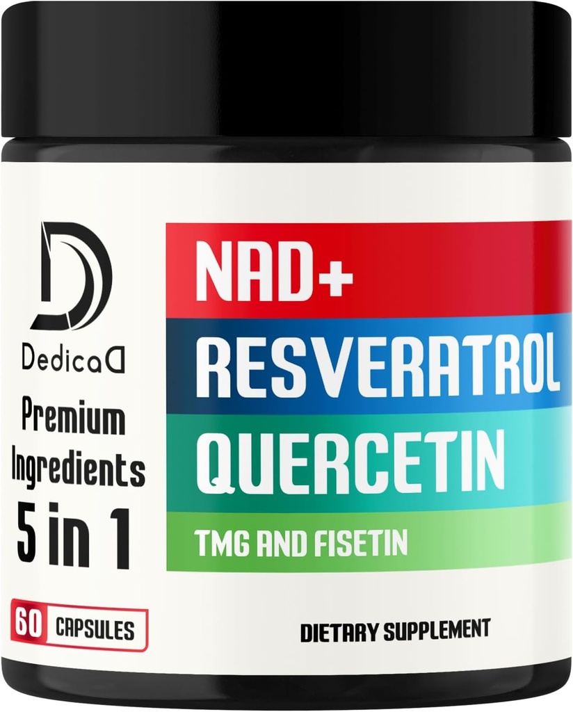 NAD Supplement 500mg - Pure NAD Supplement - Gecombineerd met Fisetin, TMG, Resveratrol en quercetin - Energie en DNA Reparatie, Veroudering Verdediging, Hersenfunctie - 60 Capsules