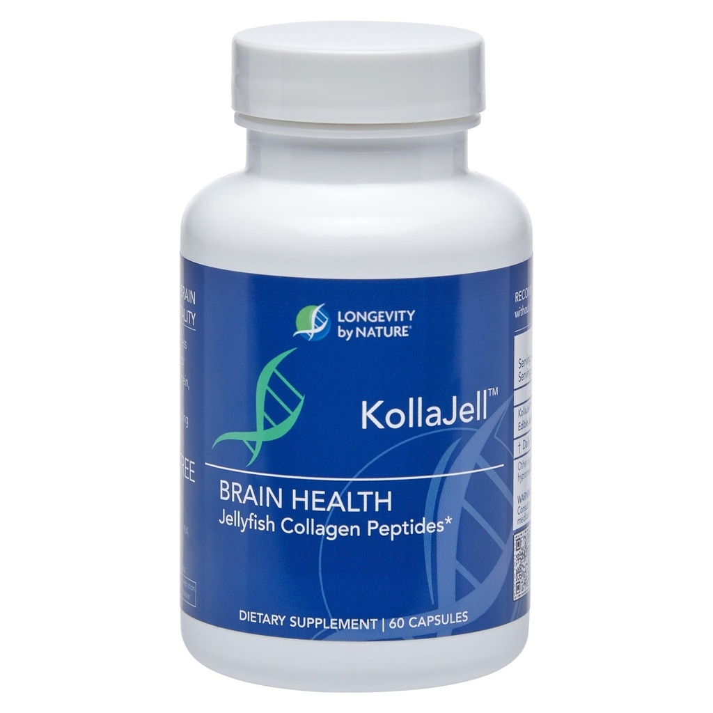 Longévité par nature, KollaJell Collagen Peptides Supplément Cerveau, Pills Mémoire et Supplément Focus pour la santé cérébrale et le soutien cognitif, 60 Capsules