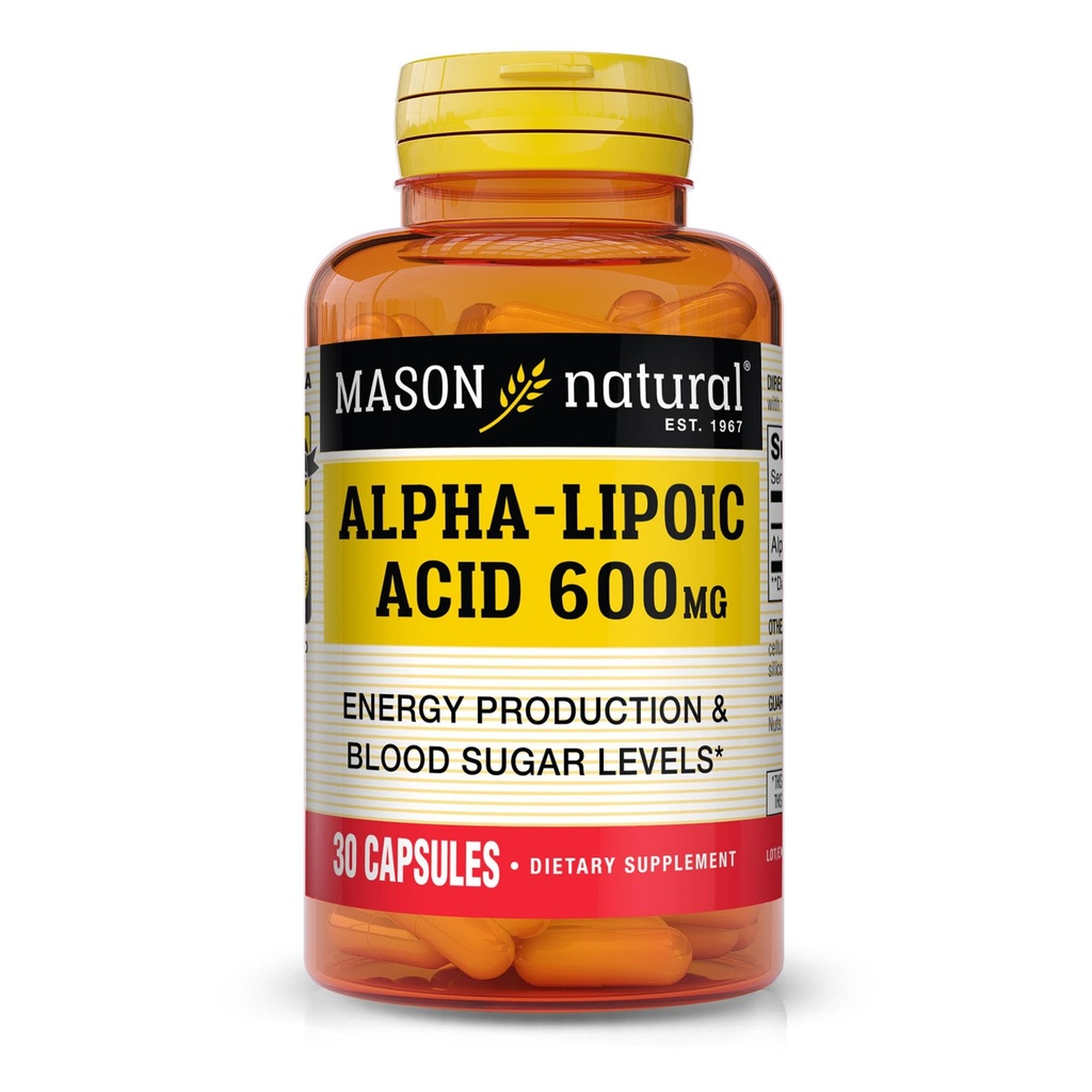 MASON Natural Alpha Lipoïnezuur 600 mg per portie, Glutenvrij ALA supplement, 30 capsules