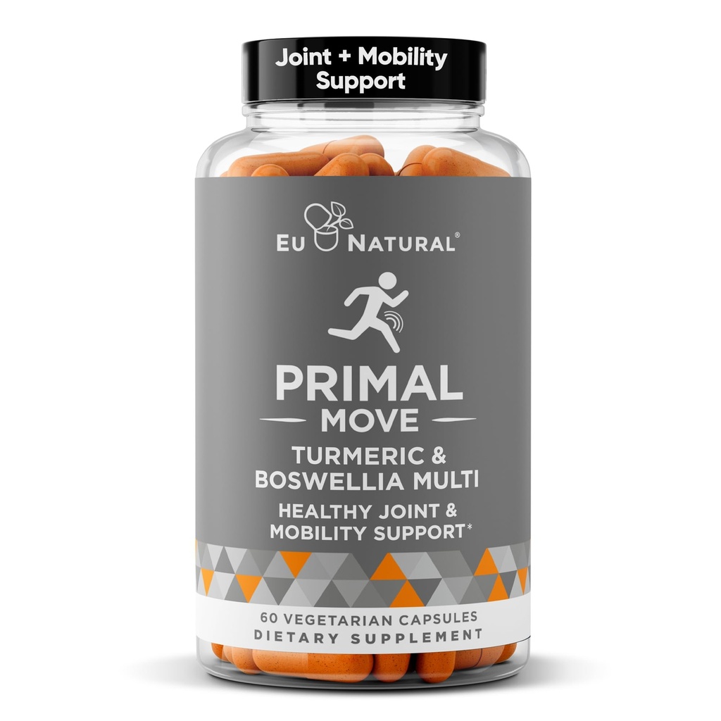 Primal Joint & Mobility Support - Advanced Joint Support Supplement for Women and Men - Turmeric, Boswellia, Ginger and Boron for Whole-Body Flexibiliteit, Joint Health & Comfort - 60 Veg Soft Capsules