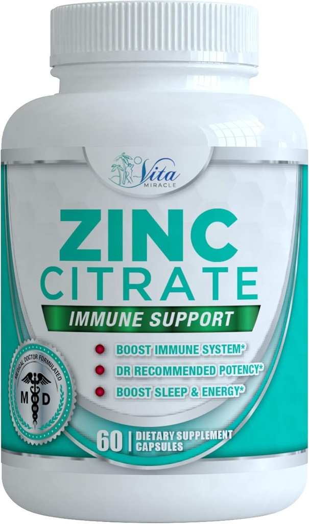 Zink Citrate 30mg Supplement - Immuun Ondersteuning voor volwassenen Kinderen Veilige Immuun Supplementen Vitamine Alternatief voor Lozenge Liquid en kauwtabletten