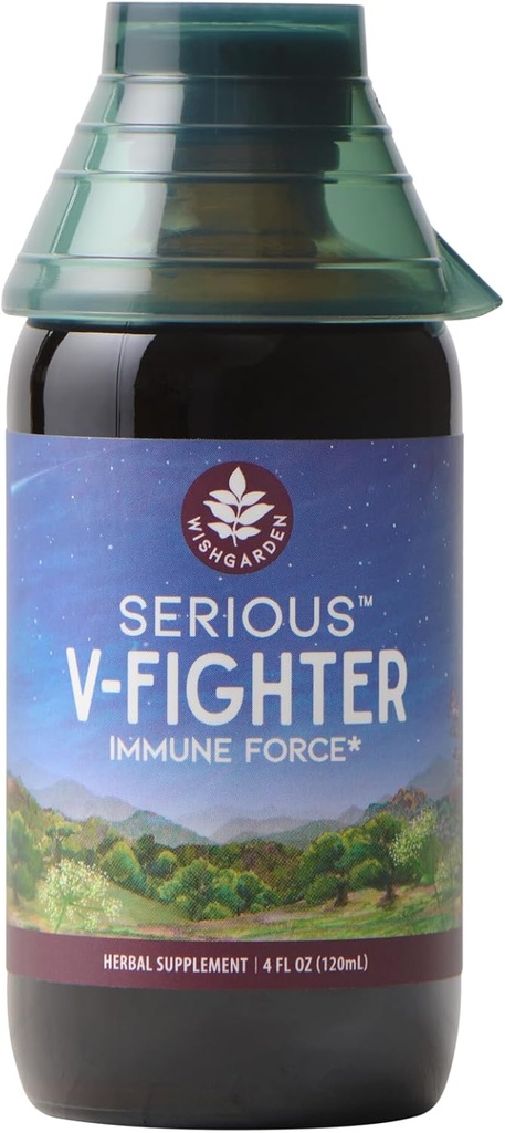 WishGarden Kruiden Serious V-Fighter - Plant-based Herbal Rapid Immune Support & Respiratory Health met OSHA & Goldenseal, kalmeert pijn & geïrriteerde longen, ondersteunt optimale lichaamstemperatuur, 4oz