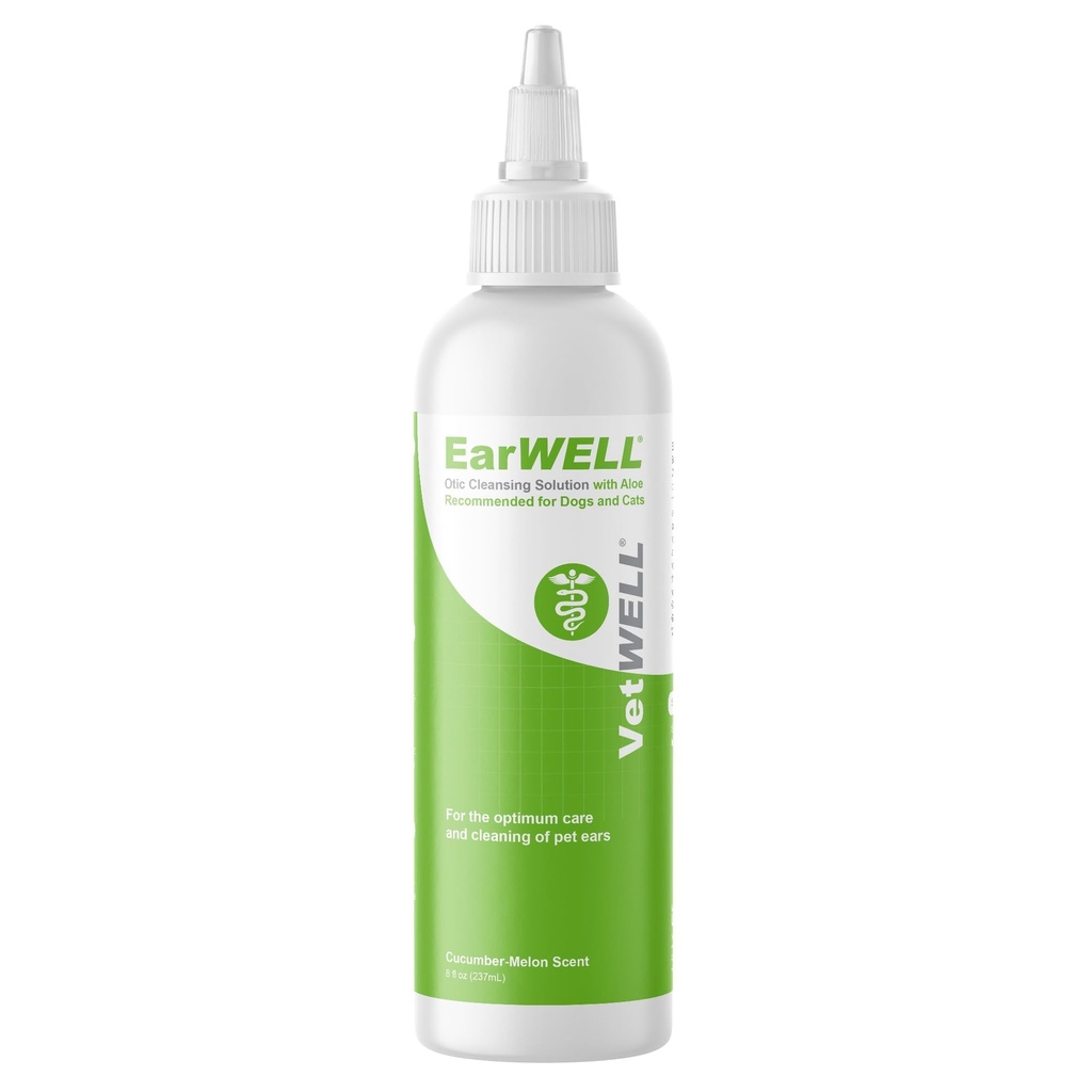 VetWELL oorreiniger voor honden en katten - Otic Rinse voor infecties en het controleren van oorinfecties en Odor in Huisdieren - 8 oz (Cumber Melon)