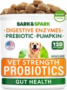 BARK&SPARK Vet sterkte hond probiotica Kauwen - Gas, diarree, Allergie, Constipatie, Upset Maag Relief, met spijsverteringsenzymen + pompoen + Prebiotica - Kauwbare vezels supplement - 100ct - Bacon