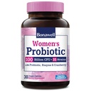 Bonawell probiotiques pour les femmes 100B, avec prébiotiques, enzymes digestives et canneberge biologique pour la santé vaginale féminine, la digestion et l'immunité, plateau-stable, libération retardée, 30 capsules de légumes