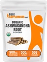 BulkSupplements.com Biologische Ashwagandha poeder - Biologische Ashwagandha supplementen, afkomstig van Ashwagandha wortel - Glutenvrij, 2g per portie, 500g (1.1 lbs) (Pack of 1)