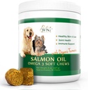 Omega 3 huid- en jaskauwers voor honden, hondenzalmoliesupplement voor Joint Pain Relief, Immune Support, huid- en jassupplementen voor honden, Kauwbare hondenverzorging voor Itchy Skin Relief, 55 Kauwen, 8 Oz
