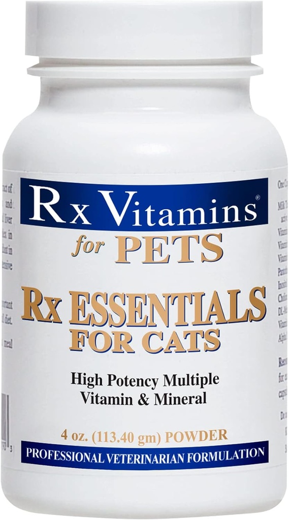 Rx Vitaminen Essentials voor Katten - Vitamine & Mineral Multivitamine Supplement - Toevoegen aan Nat of Dry Cat Food - Poeder 4 oz