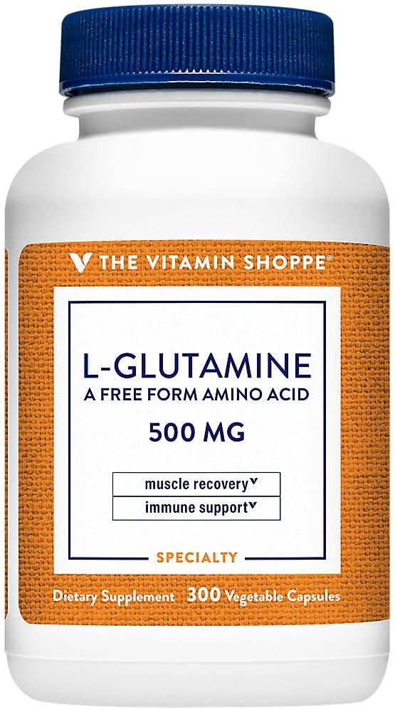 Vitamin Shoppe L-Glutamine 500MG, A Free Form Amino Acid, ondersteunt Muscle Recovery & Immune Health (300 capsules)