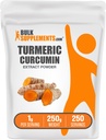 BulkSupplements.com Kurkuma Extract Poeder - van Kurkumawortel, Curcuma Supplementen, Kurkumapoeder - Glutenvrij, 1g per portie, 250g (8.8 oz) (pakket van 1)
