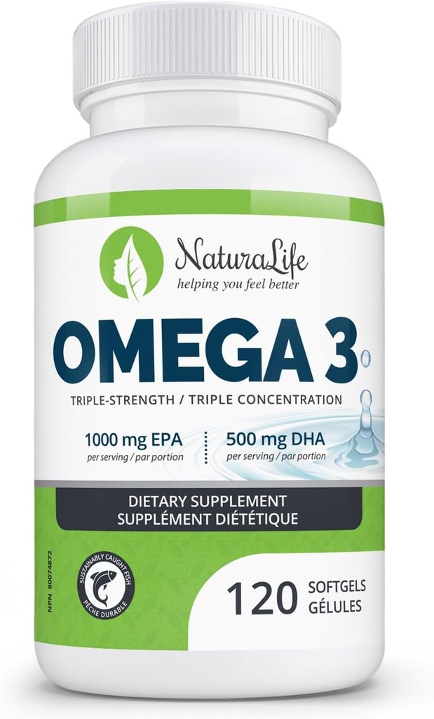 Triple Strength Omega 3 Fish Oil Capsules 