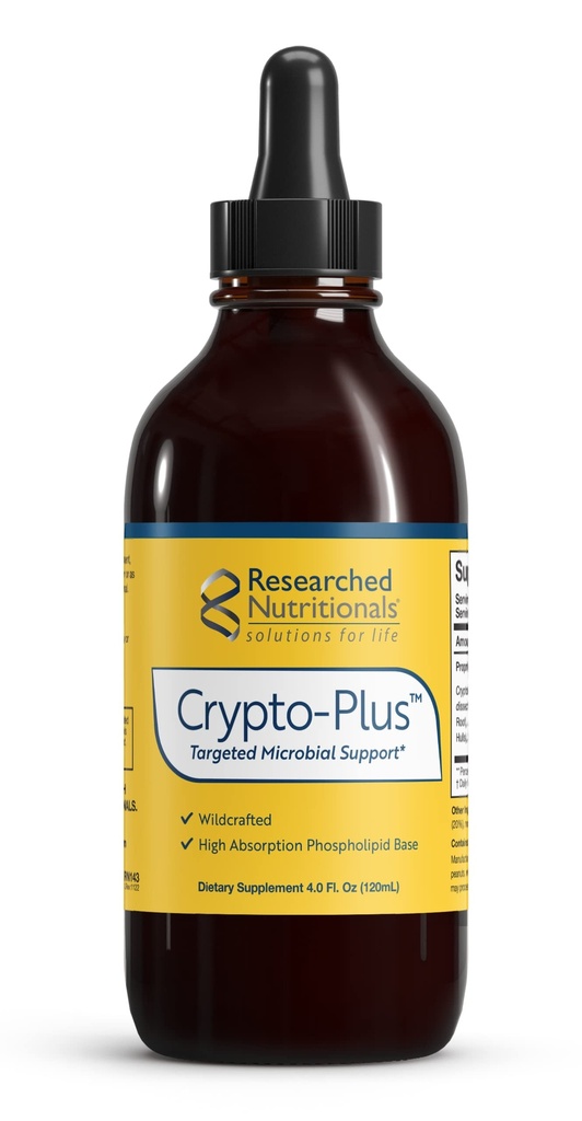 Recherches nutritionnelles Crypto-Plus - Formule de support microbienne et immunitaire ciblée avec racine rouge, extrait de noix noire et livraison de phosphate pour absorption maximale d'éléments nutritifs (4 Fl Oz)