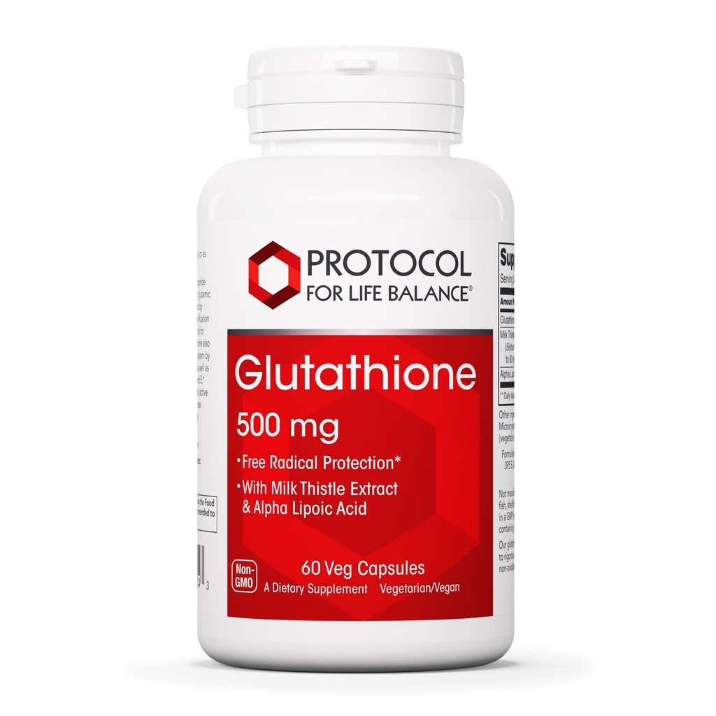 PROTOCOL VOOR LEVENDE BALANS Glutathion 500mg - Melkdistel en Alfa-Lipozuur - 60 Veg Caps