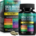 Sea Moss Black Seed Oil, Sea Moss Black Seed Oil Ashwagandha Ginger Capsules met vitamine Bladderwrack, Burdock Root en meer, 60 capsules