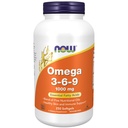 NOW Foods Supplementen, Omega 3-6-9 1000 mg met een mix van Vlaszaad, Avondprimrose, Canola, Zwarte bessen en Pompoenzaad oliën, 250 Softgels