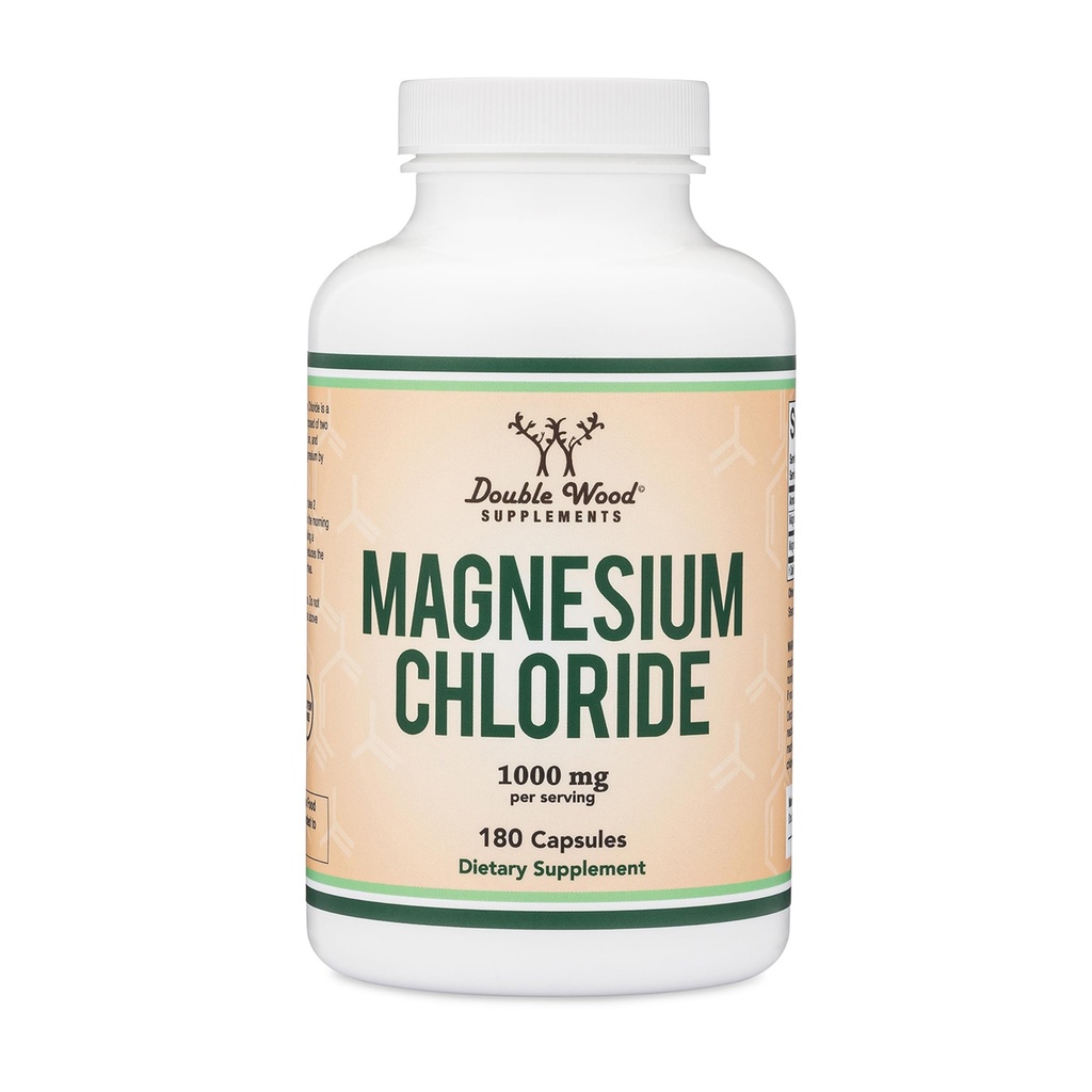 Magnesiumchloride (Cloruro De Magnesio) - 180 Capsules, 1000mg per portie, Ondersteunt Digestieve en Bone Health - Non-GMO en Glutenvrij door Dubbel Hout Supplementen