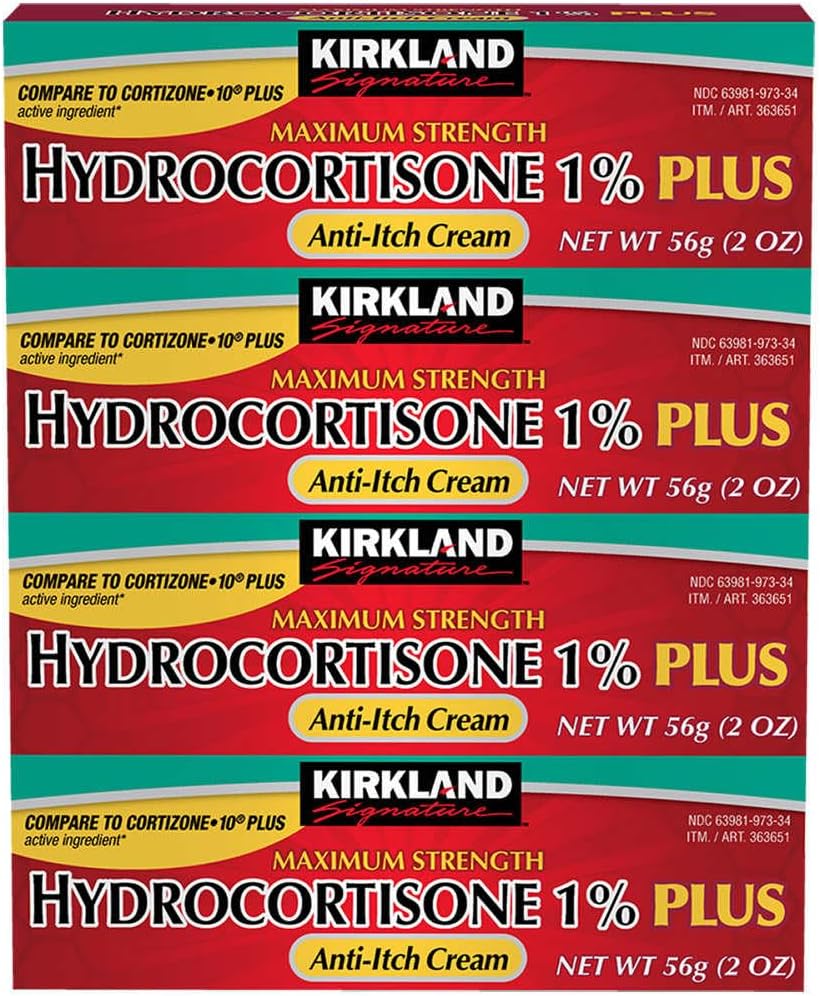 Kirkland Handtekening Maximum sterkte Hydrocortison Cream 1% met Aloë, 2-once (verpakking van 4)