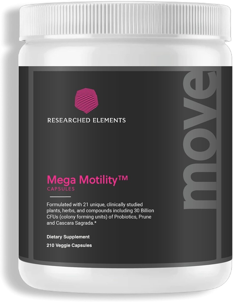 Mega Motility Dispensive Health Supplement ter bevordering van GI Motility - Effectieve en schone kruidenprebiotica/Probiotische vorming - helpt verminderen Constipatie, gas en opgeblazen gevoel (Capsule, 60 Veggie Caps)