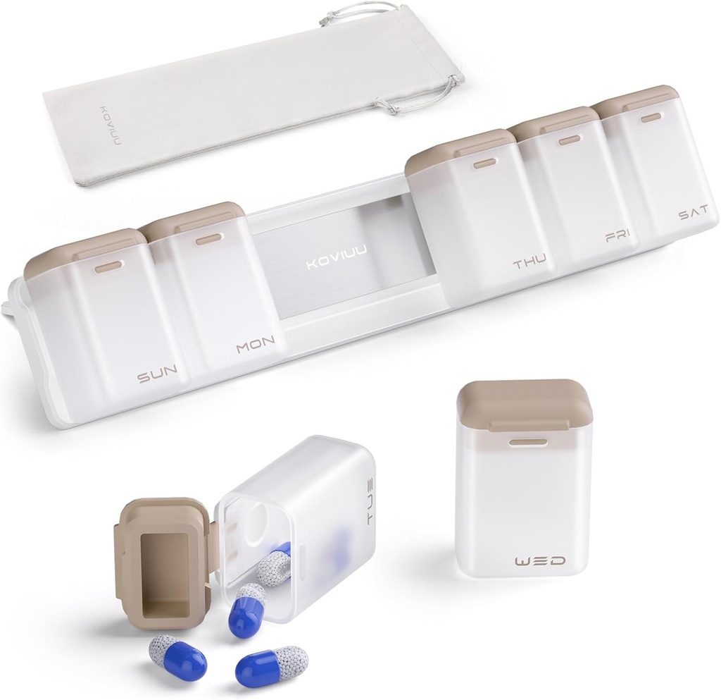 Organisateur hebdomadaire de pilules 1 fois par jour, boîte magnétique de pilules 7 jours, cas de pilules de voyage amovibles, une fois par jour contenant support de pilule, grand distributeur de médicaments pour la médecine, vitamine, supplément, camel