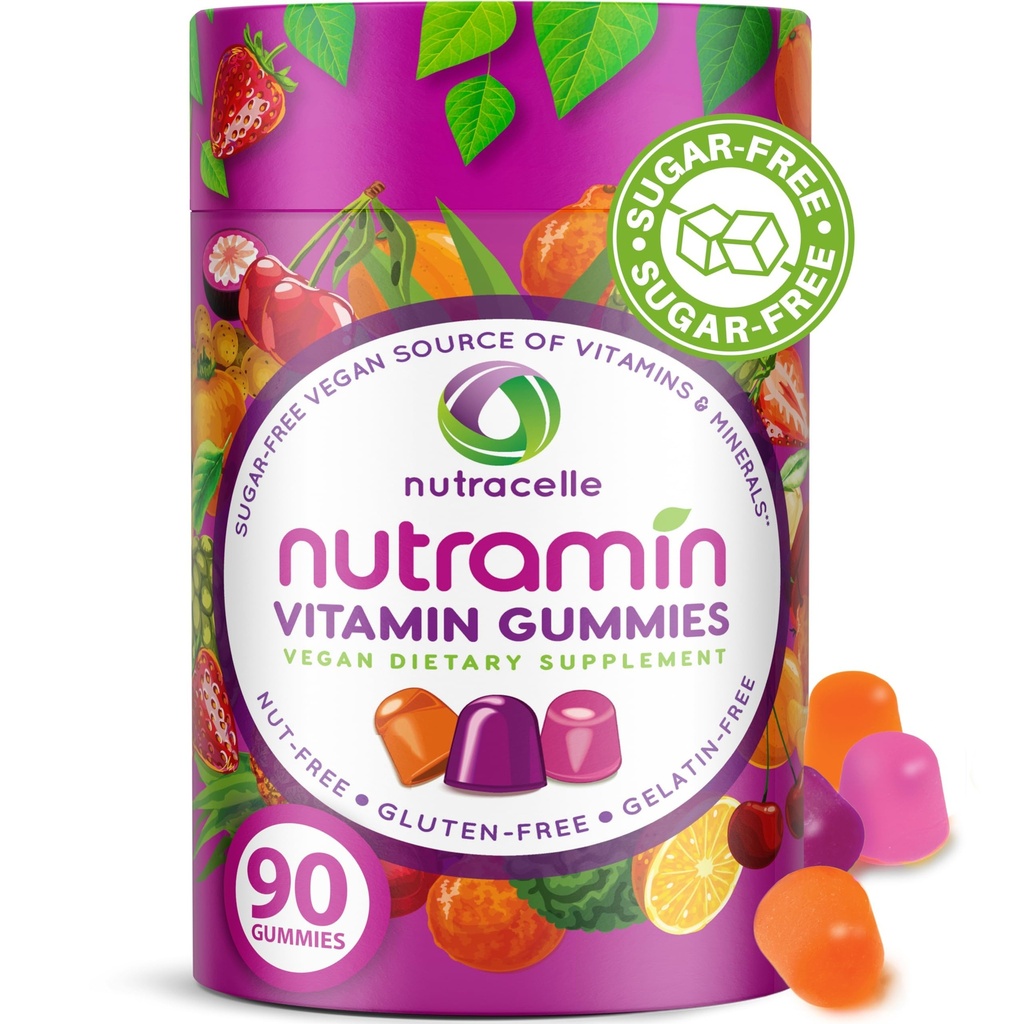 NUTRAMIN Vitamine naturelle C, D + zinc pour l'immunité, base végétale, sans sucre, sans noix, sans gluten, sans biotine, vitamine A, B, B6, B12 et plus 90 Nombre, 45 jours