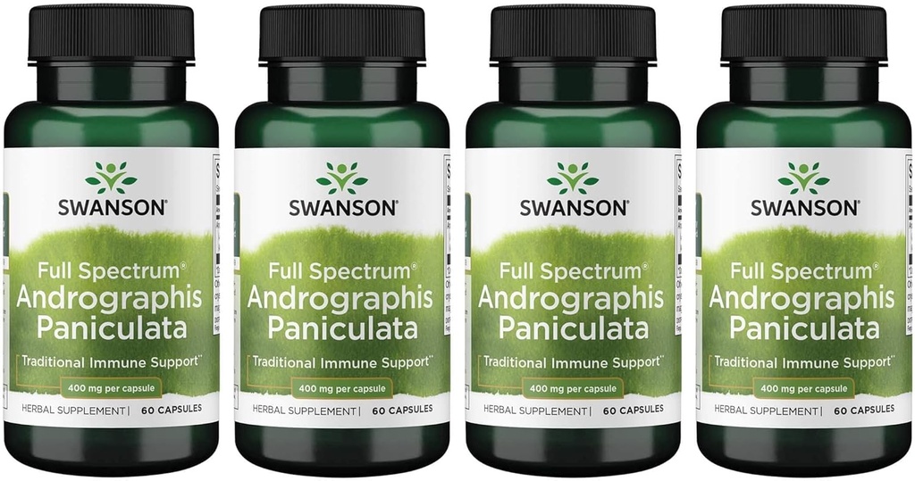 Swanson Full Spectrum Andrographis Paniculata 400 Milligrammen 60 Capsules (4 Pack)