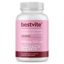 BESTVITE Acetyl-L-Carnitine 500mg & Alpha Lipoïne Acid 200mg per capsule met Biotine (120 Vegetarische Capsules) - No Stearates - Vegan - Non GMO - Glutenvrij