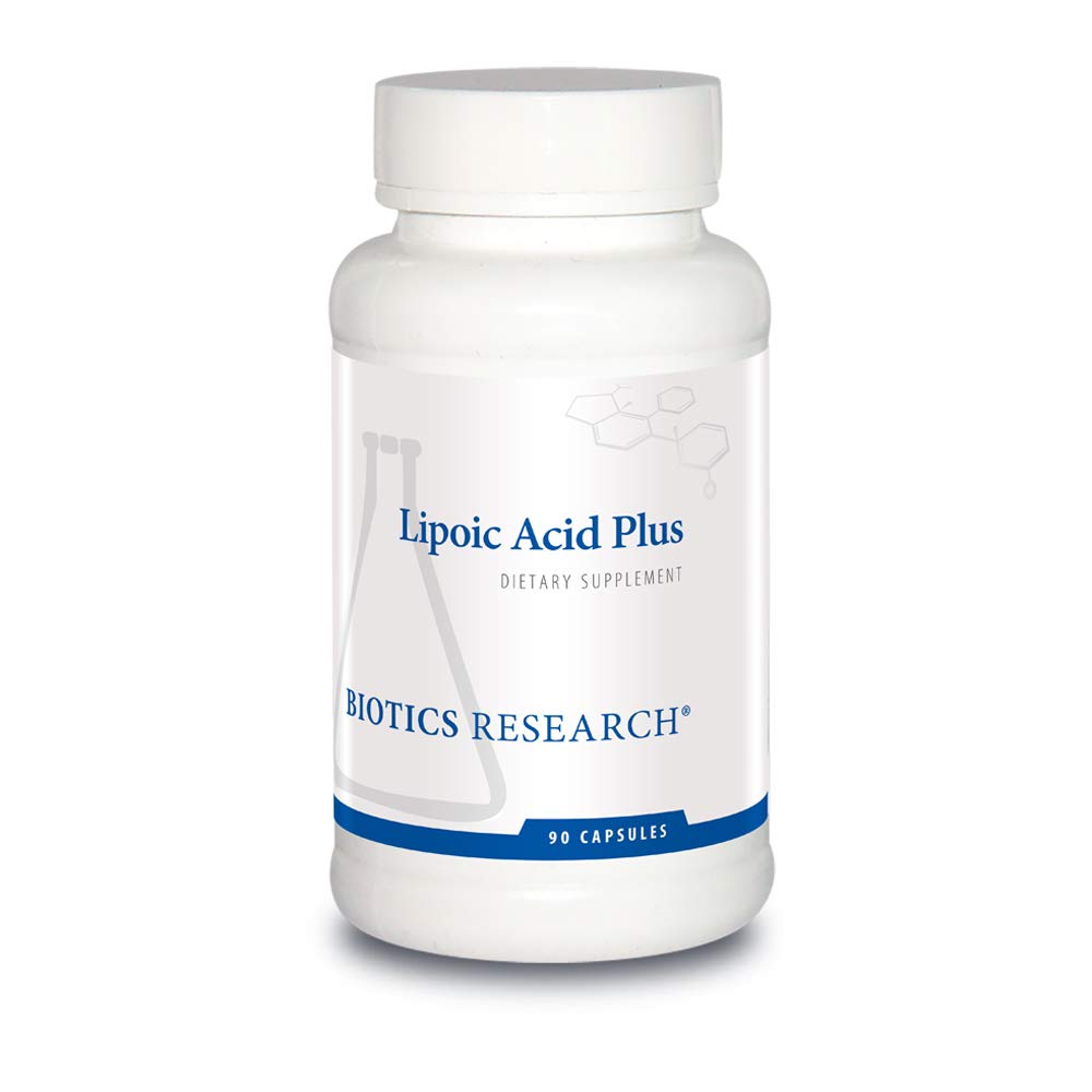 Recherche en biotique Acides lipoïques Plus– acide alpha-lipoïque, vitamine C, puissant antioxydant, favorise la santé des yeux, 90 capsules