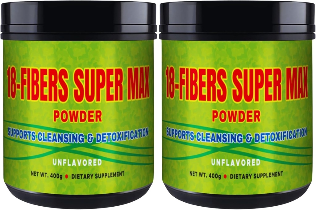 FIBRA 18 Super MAX Poeder (18 vezels) - 400 g - Dieetsupplement - Ondersteunt Reiniging en Ontgifting, Ongearomatiseerd (2 verpakkingen)