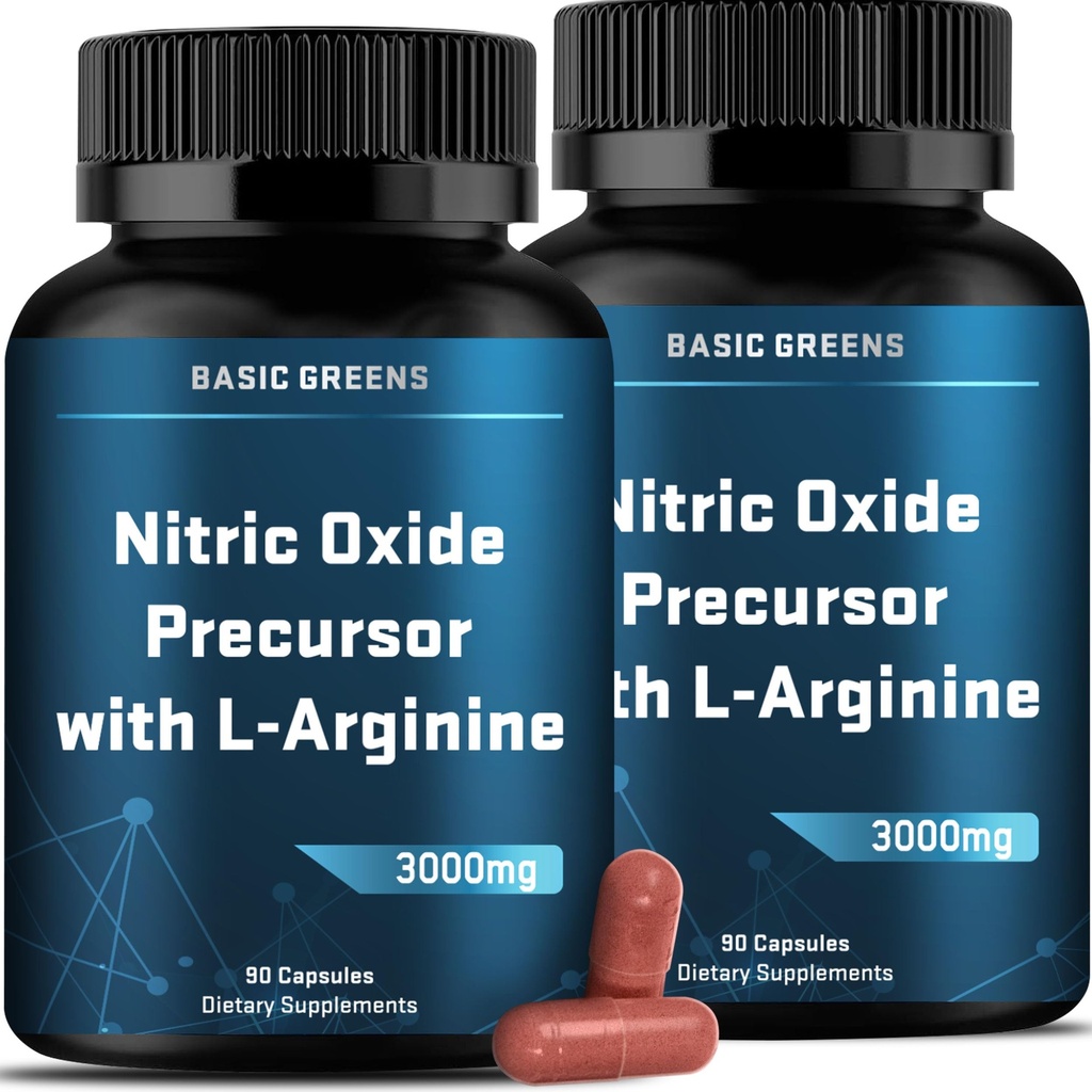 L-Arginine 3000mg Supplément d'oxyde nitrique pour les hommes et les femmes – Capsules Vegan non OGM avec racine de betterave pour la circulation, l'endurance, l'énergie, l'endurance, la performance et l'entraînement – 90 capsules