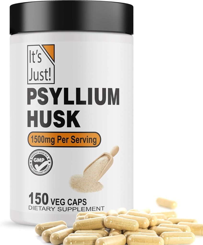 Het is gewoon! - Psyllium Husk, Dietary Fiber Supplement, Veggie Capsules, 1500mg Per Serving, 150ct Fles (150 Telling)